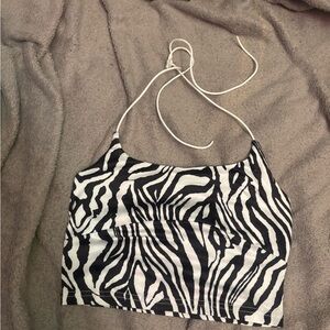 SHEIN Black and White Zebra Print Crop Top